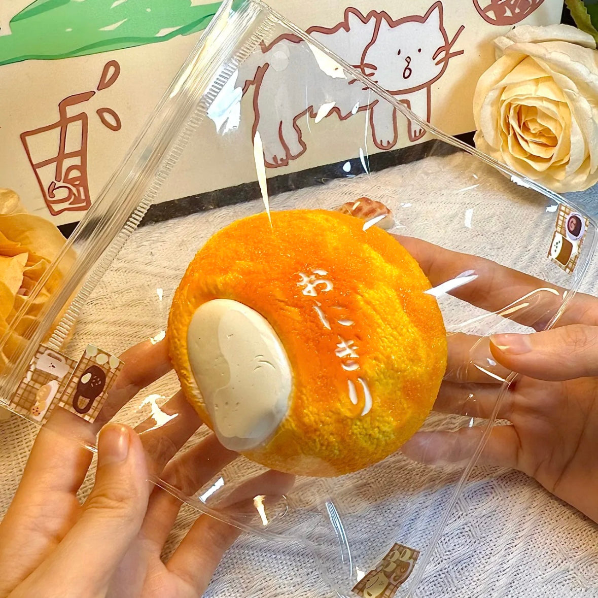 Molten Cheese Ball Squishy – handmade slow-rising squishy toy inspired by food, soft and cute, perfect for stress relief and sensory play.