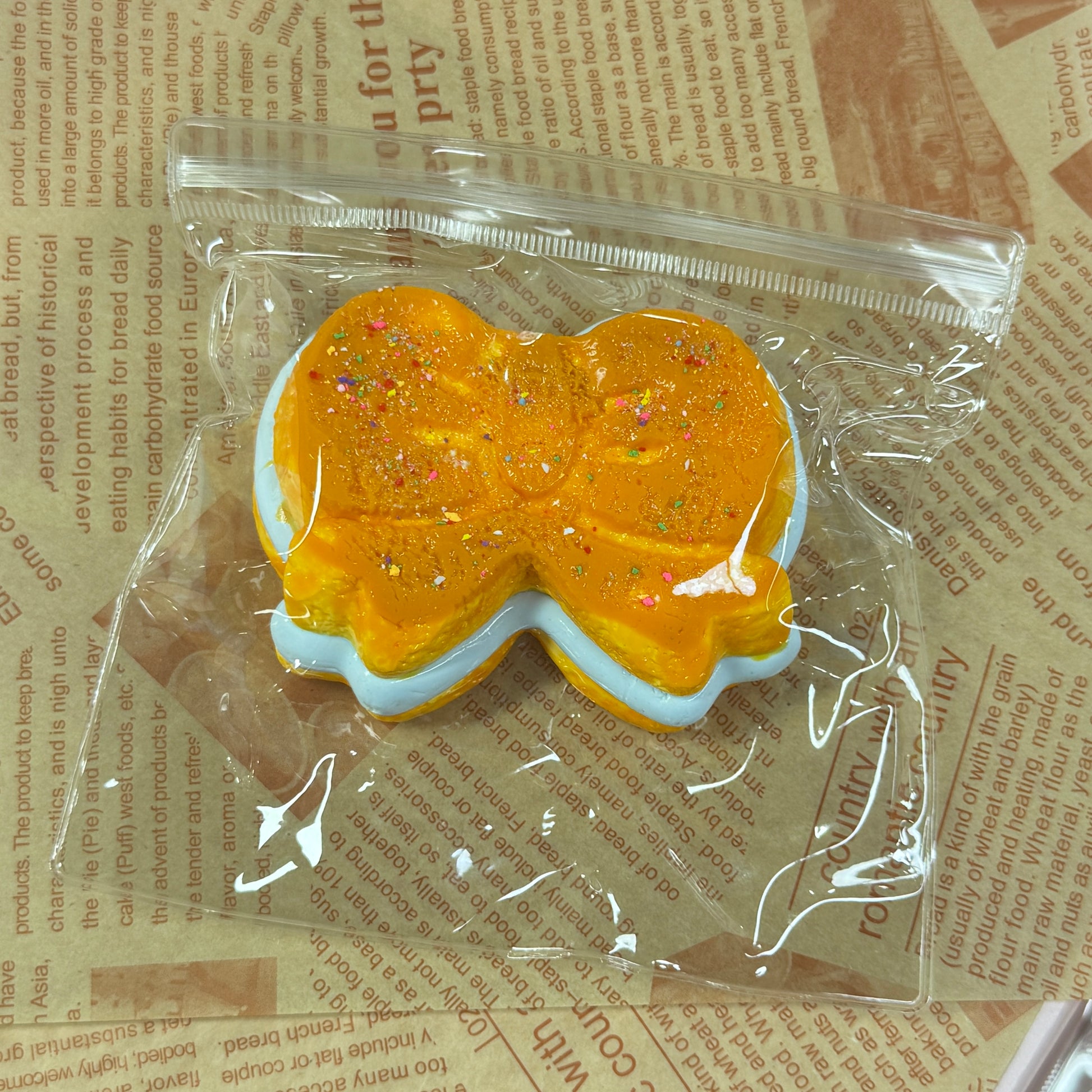 Sea salt butter bow squishy with sparkles and handmade frosting